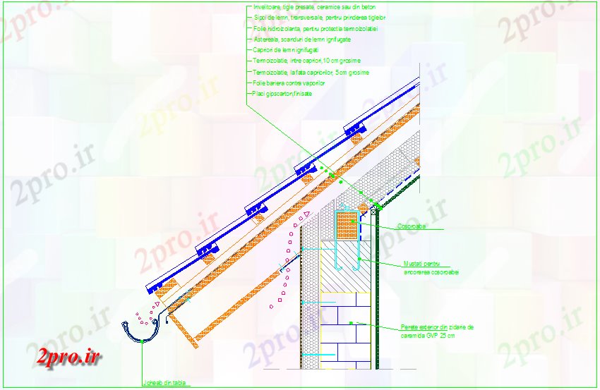 دانلود نقشه جزئیات ساخت و ساز  دیوار با جزئیات ساخت و ساز (کد44604)