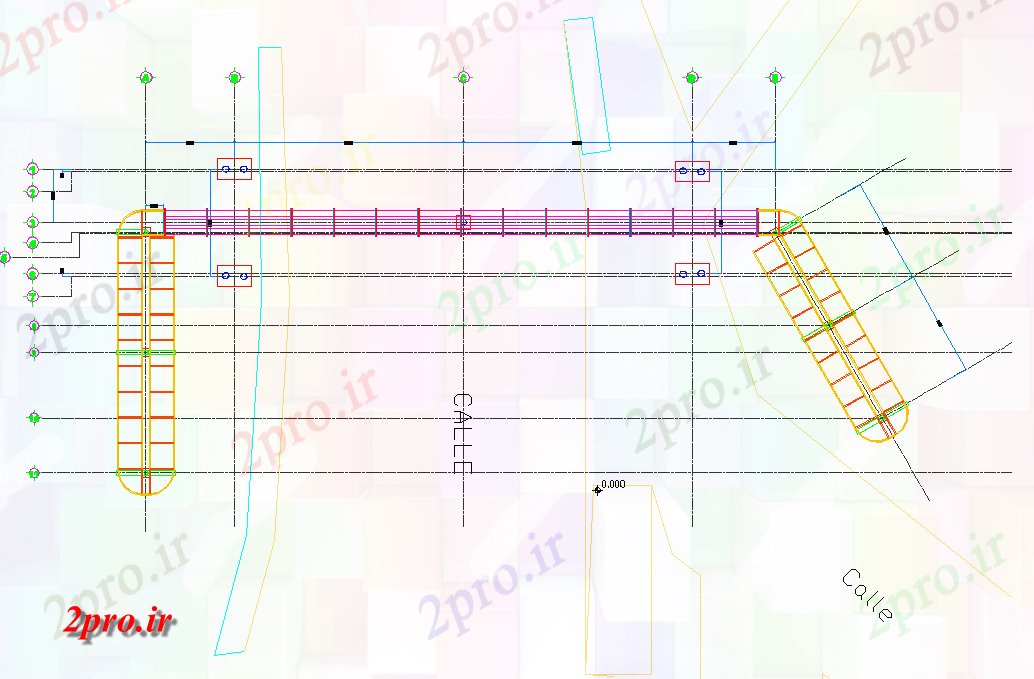 دانلود نقشه جزئیات پایه جزئیات ساختاری یک پل عابر پیاده (کد44613)