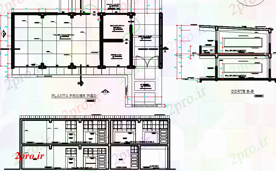 دانلود نقشه ساختمان اداری - تجاری - صنعتی آرایشی نما کارگاه و طراحی (کد44636)