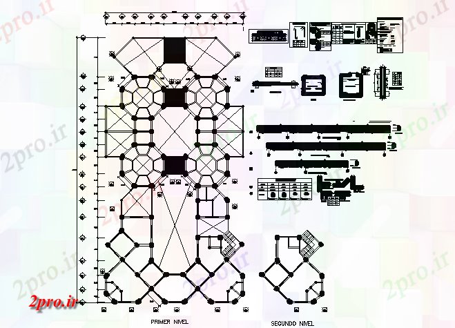 دانلود نقشه ساختمان اداری - تجاری - صنعتی شکل شش ضلعی طرحی ساختمان طرح (کد44728)