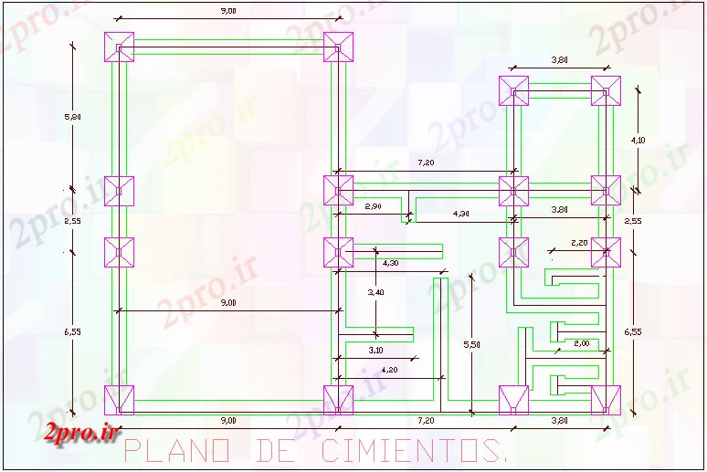 دانلود نقشه جزئیات ساخت و ساز طرحی بنیاد شهرستان سالن (کد44791)