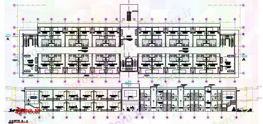 دانلود نقشه ساختمان اداری - تجاری - صنعتی بخش و طراحی کار جزئیات (کد44811)