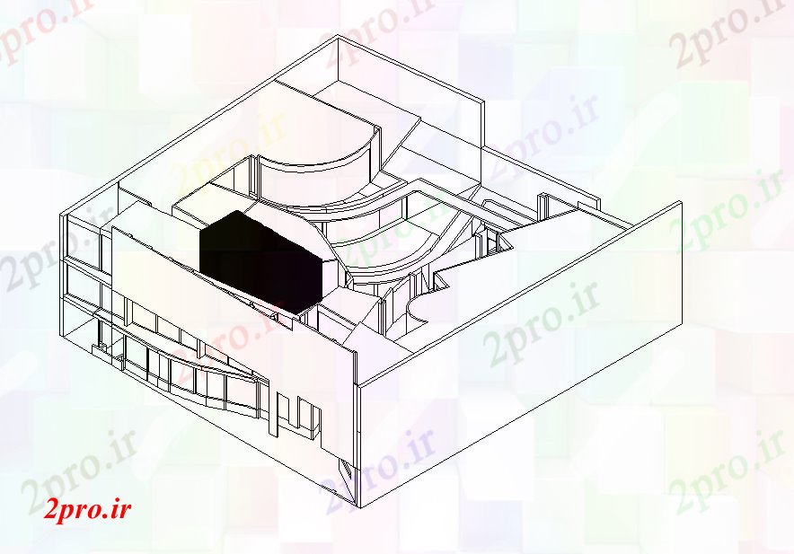 دانلود نقشه ساختمان اداری - تجاری - صنعتی  ساختمان تجاری نما طرحی جزئیات (کد44816)