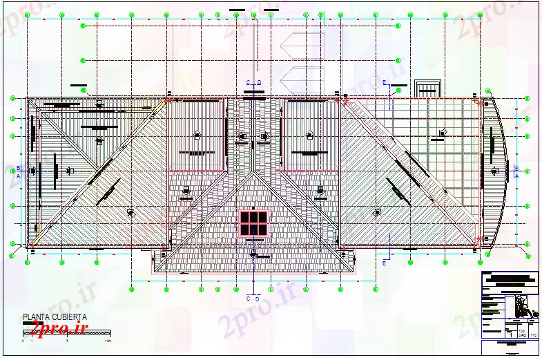 دانلود نقشه جزئیات ساختار طرحی پوشش مرکز فرهنگی (کد44821)