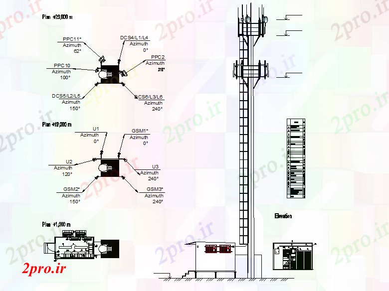 دانلود نقشه  ساختمان دولتی ، سازمانی ارتباطات و شبکه برج سیگنال جزئیات (کد44878)