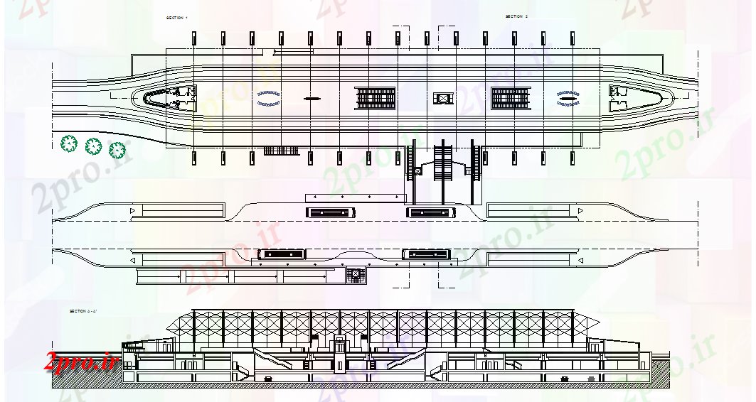 دانلود نقشه جاده و پل مترو ایستگاه راه آهن  نما  (کد44953)