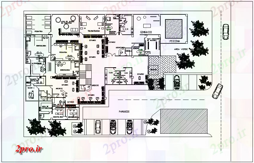 دانلود نقشه بیمارستان -  درمانگاه -  کلینیک واحد توانبخشی  (کد45059)