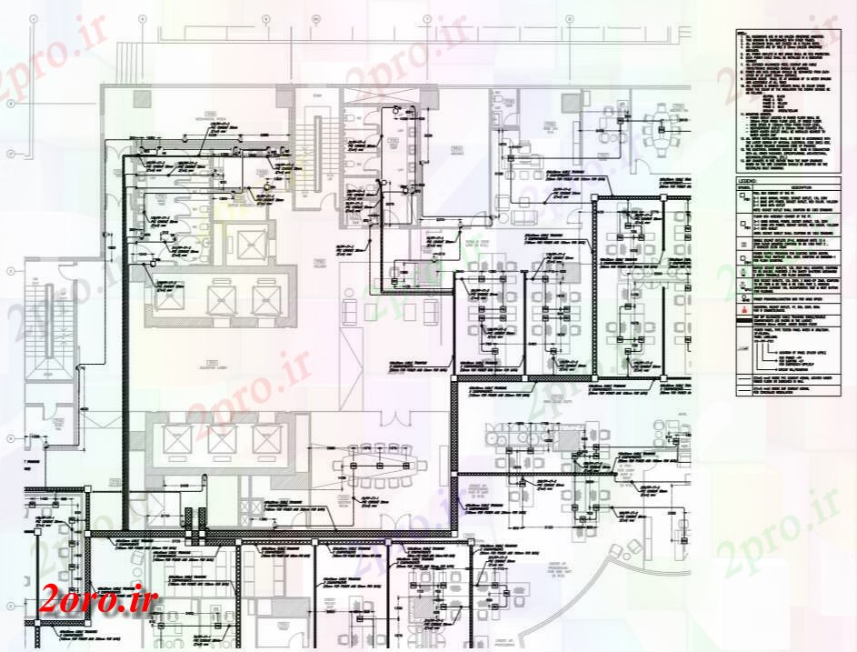 دانلود نقشه جزئیات داخلی قدرت جزئیات طرحی از ساختمان اداری (کد45064)