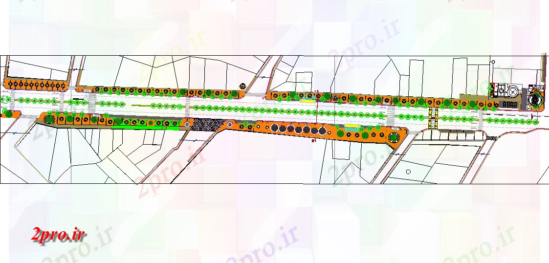 دانلود نقشه جاده و پل بالا پلان طرحی از یک خیابان (کد45204)