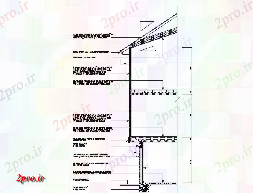 دانلود نقشه پلان مقطعی چوب سقف Floort (کد45250)