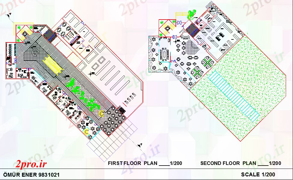 دانلود نقشه هایپر مارکت  - مرکز خرید - فروشگاه طبقه اول و طبقه دوم جزئیات (کد45270)