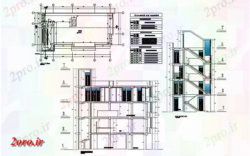 دانلود نقشه ساختمان اداری - تجاری - صنعتی جزئیات بخشی از یک ساختمان (کد45279)
