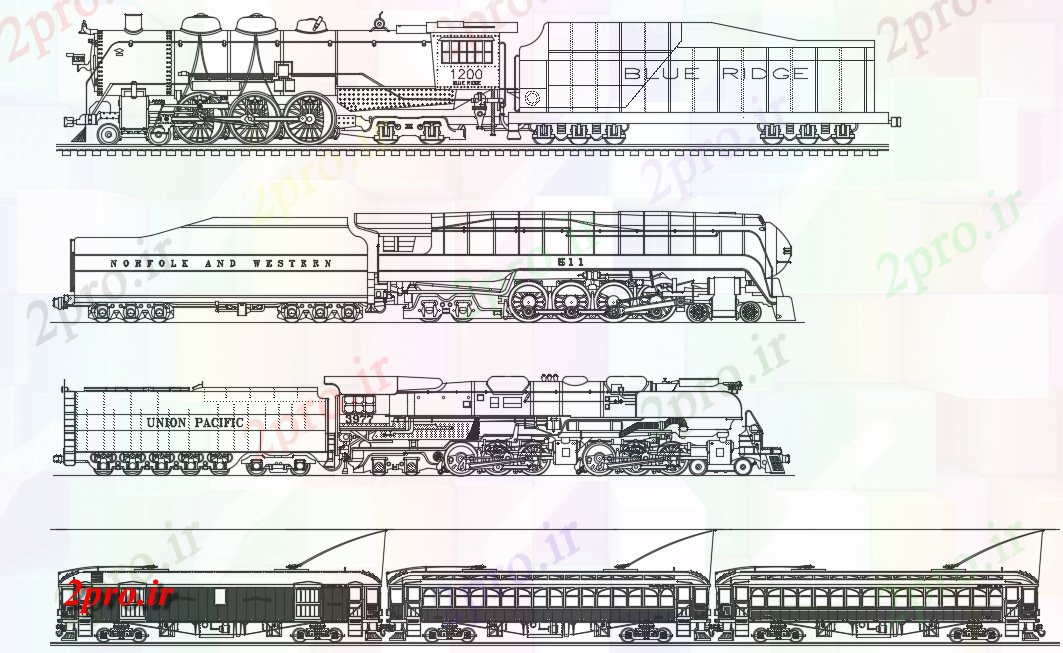 دانلود نقشه جزئیات ساختار قطار (کد45356)