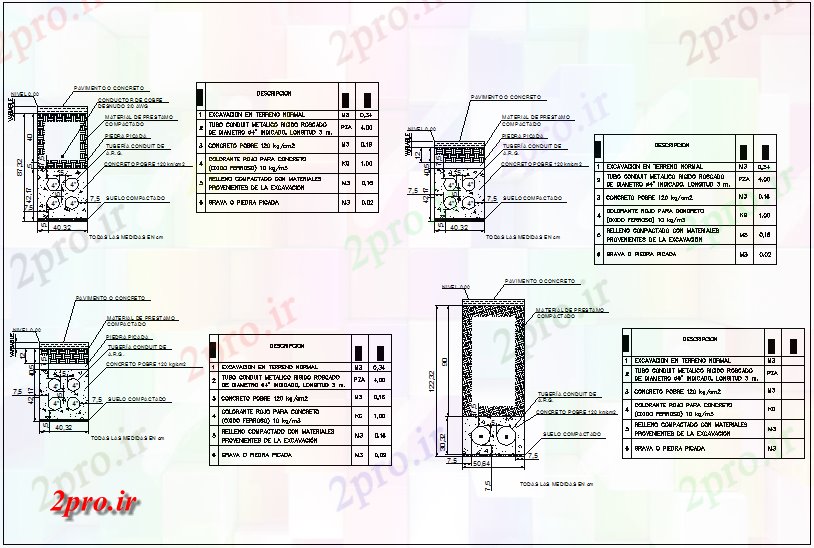 دانلود نقشه جزئیات ساخت و ساز انواع مختلفی از نیمکت برق بخش  با  پایه و اساس آن (کد45378)