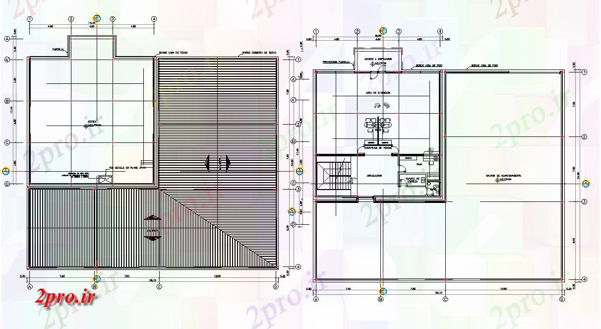 دانلود نقشه ساختمان اداری - تجاری - صنعتی بالا طرحی نظر طرحی از دفتر کفپوش (کد45430)