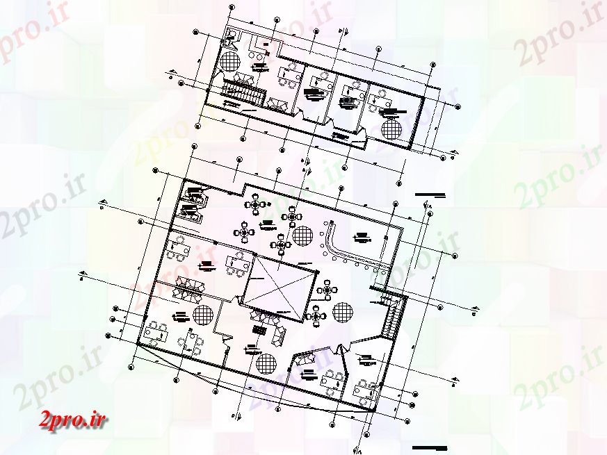 دانلود نقشه ساختمان اداری - تجاری - صنعتی مبلمان جزئیات یک دفتر (کد45469)
