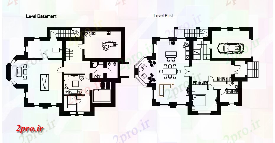 دانلود نقشه مسکونی  ، ویلایی ، آپارتمان  بالا طرحی نظر طرحی از مبلمان (کد45513)