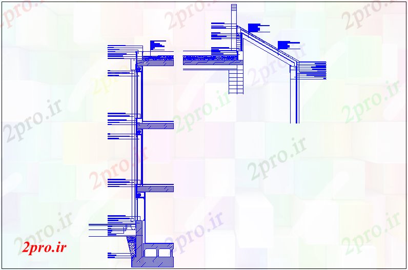 دانلود نقشه جزئیات ساخت و ساز  ساختمانی با نمای مقطعی از ساخت (کد45539)