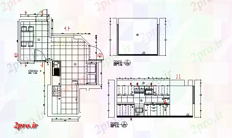 دانلود نقشه ساختمان اداری - تجاری - صنعتی کاشی کاری طرحی بالای معماری (کد45635)