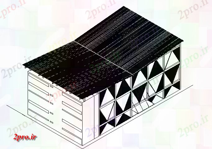 دانلود نقشه ساختمان اداری - تجاری - صنعتی مثلث جزئیات ساختمان نما (کد45651)