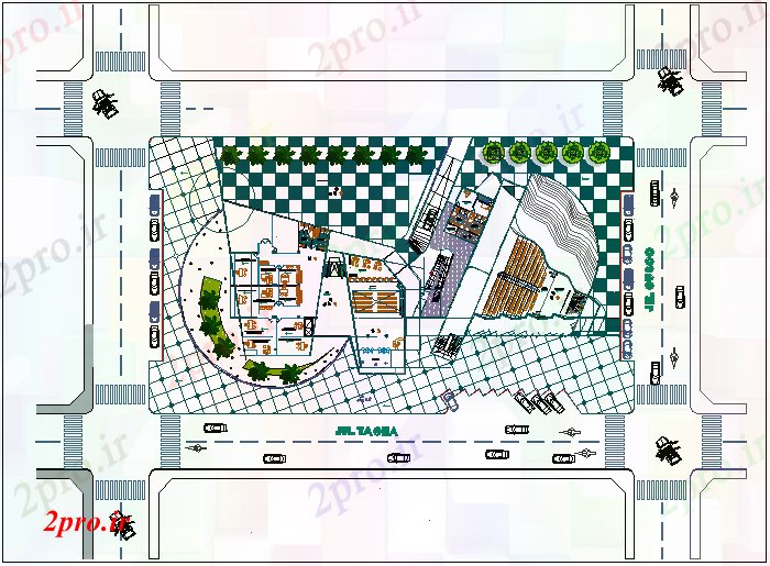 دانلود نقشه ساختمان اداری - تجاری - صنعتی پارکینگ اتومبیل با طراحی از ساخت (کد45700)
