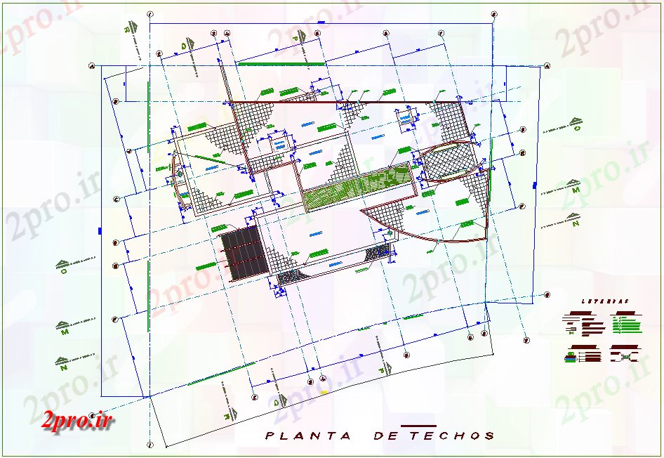 دانلود نقشه آپارتمان   یک طبقه خانه خانواده تنها از سقف طرح (کد45717)