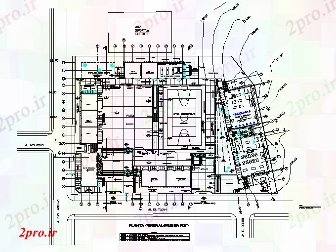 دانلود نقشه ساختمان مرتفعطرحی معماری میدان تجاری (کد45820)
