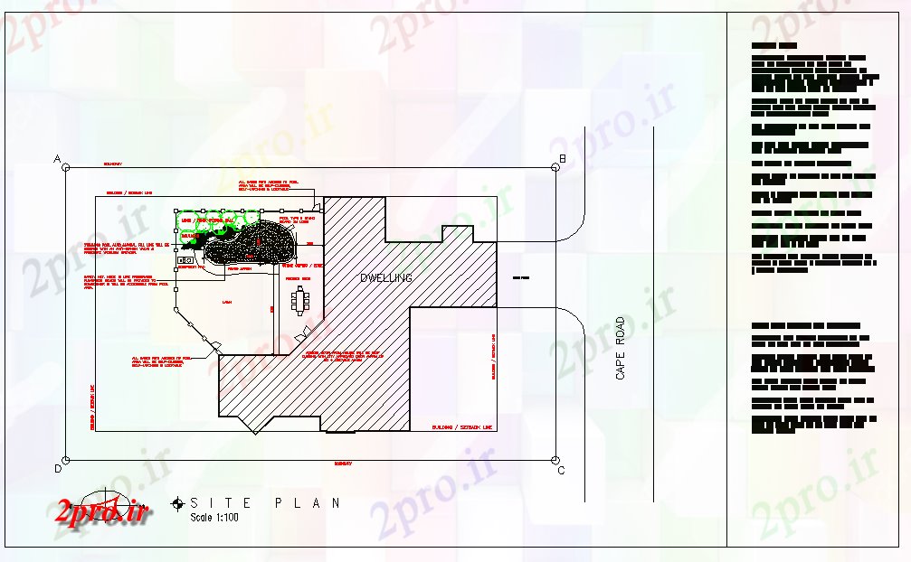دانلود نقشه مسکونی  ، ویلایی ، آپارتمان  خانه طرحی دراز کردن جزئیات با حجم توطئه (کد45855)