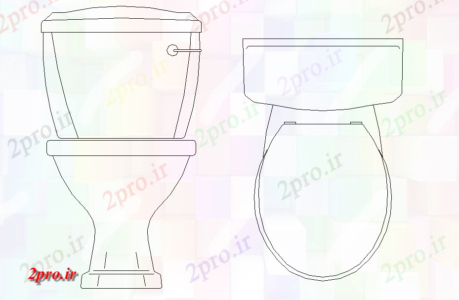 دانلود نقشه تجهیزات بهداشتی WC طرحی و نما طراحی (کد45905)