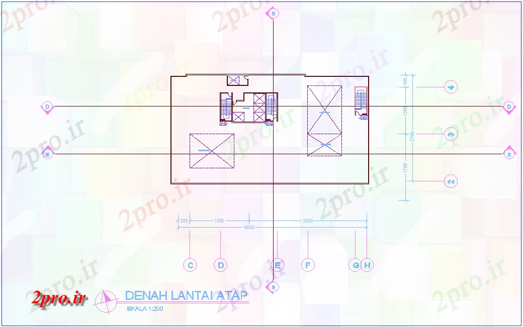 دانلود نقشه ساختمان اداری - تجاری - صنعتی طرحی بالا از کف  دفتر طرحی  (کد45918)
