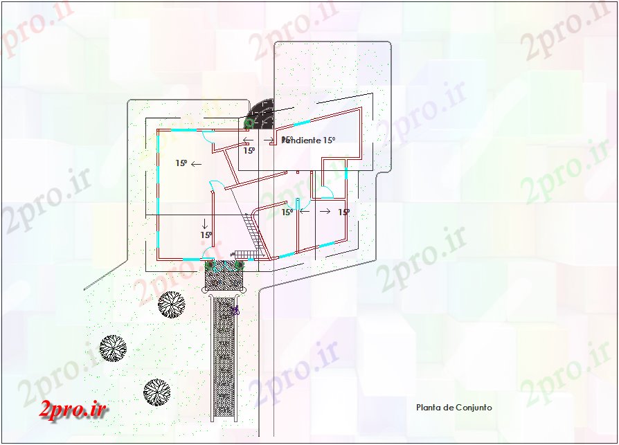 دانلود نقشه ساختمان اداری - تجاری - صنعتی طرحی مجموعه ای از منطقه دفتر (کد45965)