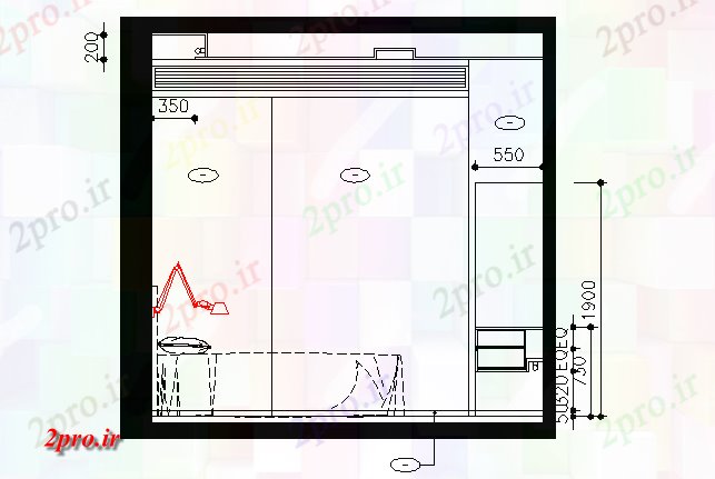 دانلود نقشه آشپزخانه مبلمان جزئیات با دید جانبی (کد46097)