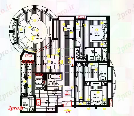 دانلود نقشه ساختمان مرتفعطرحی ساختمان بالای صفحه  (کد46100)