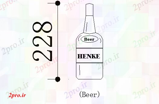 دانلود نقشه بلوک ، آرام ، نماد جزئیات بطری آبجو به خدا ممنوع (کد46135)