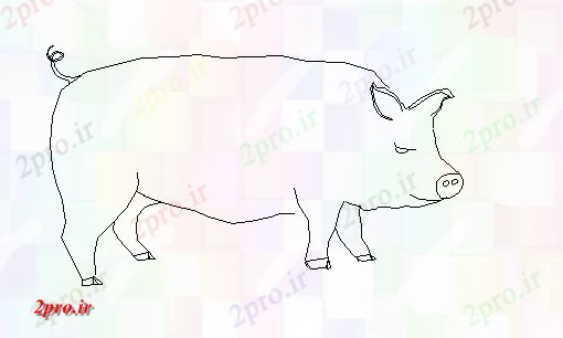 دانلود نقشه بلوک حیوانات خوک دو بعدی  نما (کد46155)