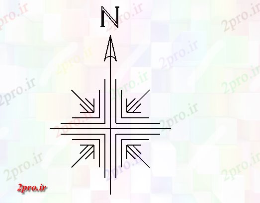 دانلود نقشه بلوک ، آرام ، نماد جهت شمالی جزئیات (کد46180)