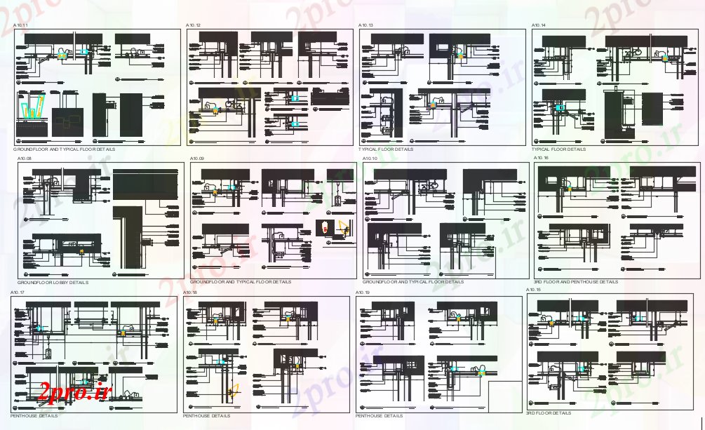 دانلود نقشه جزئیات معماری بنیاد Free جزئیات  طراحی (کد46239)