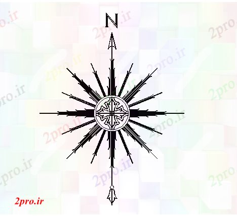 دانلود نقشه بلوک ، آرام ، نماد جهت جزئیات نماد قطب نما (کد46321)
