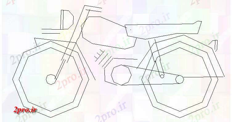 دانلود نقشه بلوک وسایل نقلیه موتور دوچرخه نما دو بعدی  (کد46342)