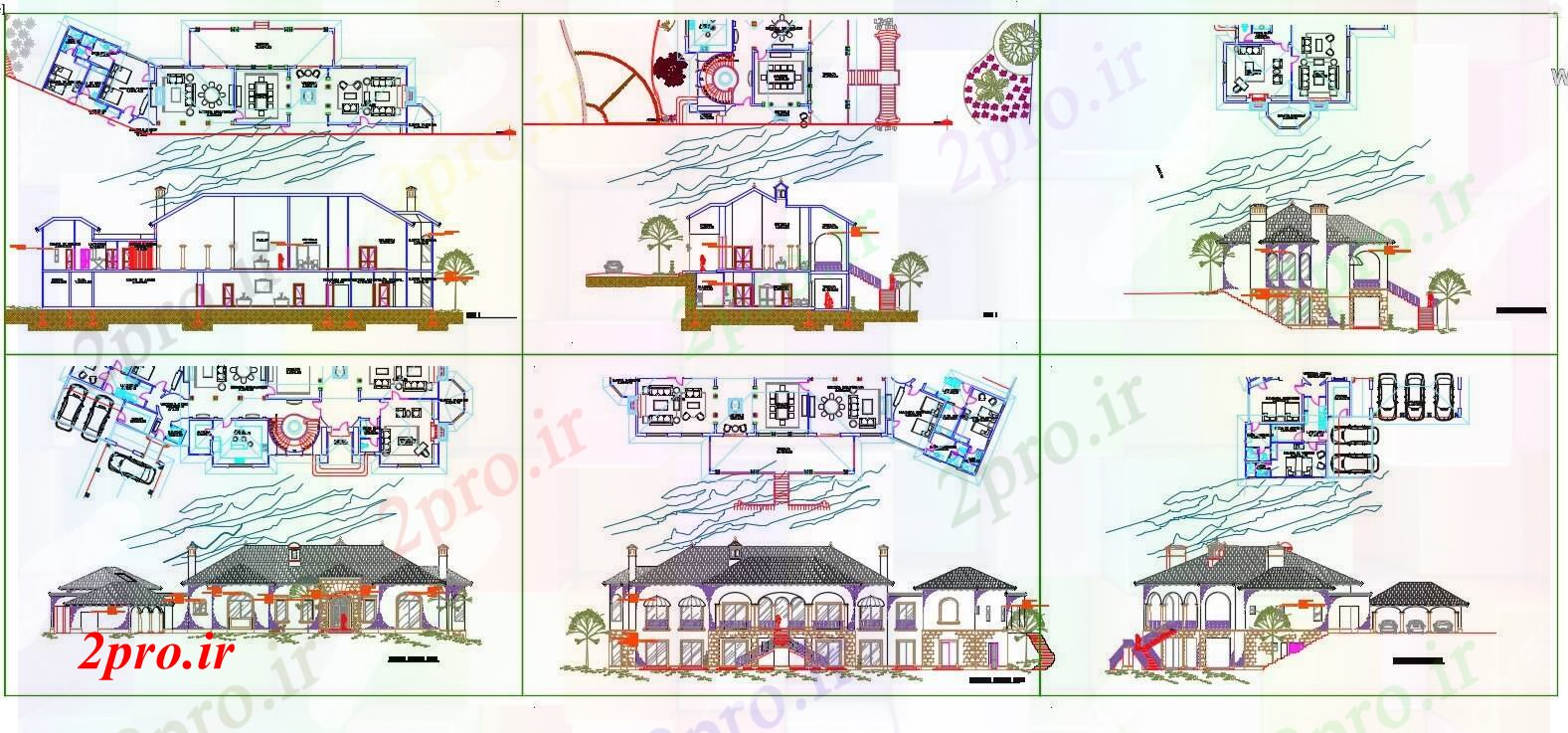 دانلود نقشه مسکونی  ، ویلایی ، آپارتمان  طرحی خانه های مسکونی (کد46356)