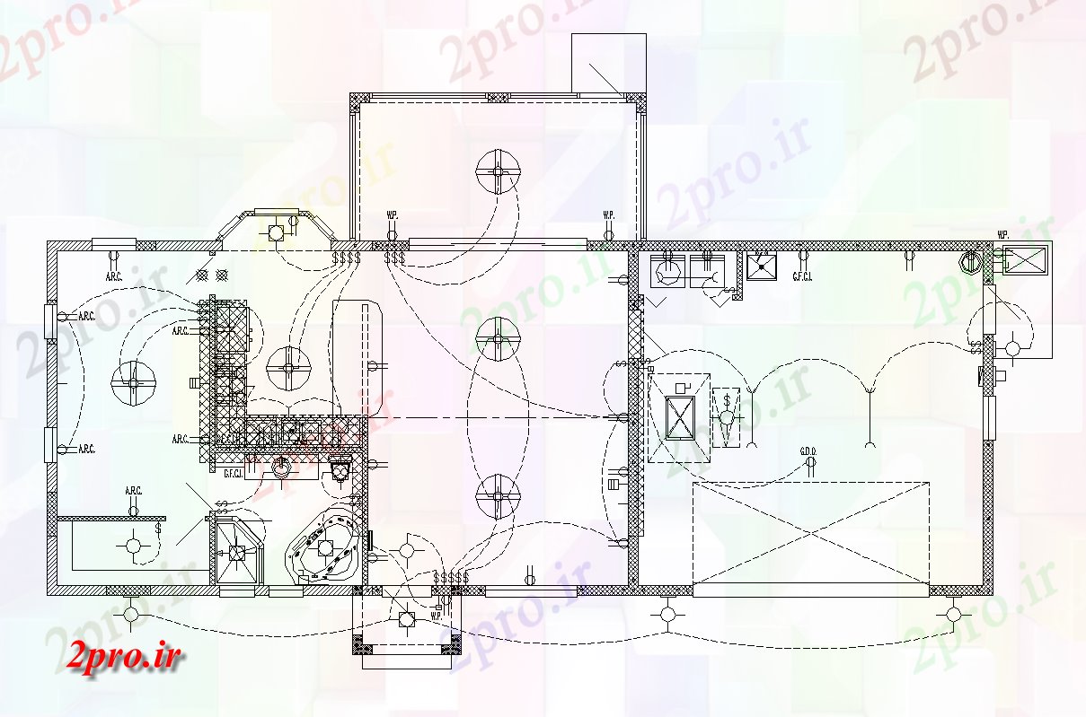 دانلود نقشه طراحی داخلی ساختمان صنعتی  نصب و راه اندازی الکتریکی طرحی  دو بعدی   (کد46363)