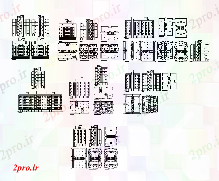دانلود نقشه مسکونی  ، ویلایی ، آپارتمان  آپارتمان جزئیات مسکن طرحی نما  (کد46387)