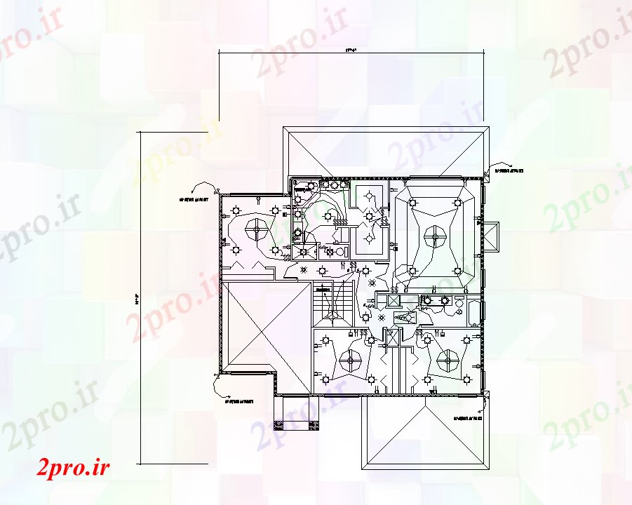 دانلود نقشه طراحی داخلی ساختمان جزئیات نصب و راه اندازی الکتریکی  دو بعدی   چیدمان (کد46397)