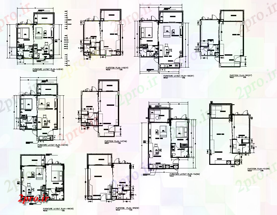 دانلود نقشه مسکونی  ، ویلایی ، آپارتمان  مسکن ساختمان جزئیات طراحی  دو بعدی   (کد46405)