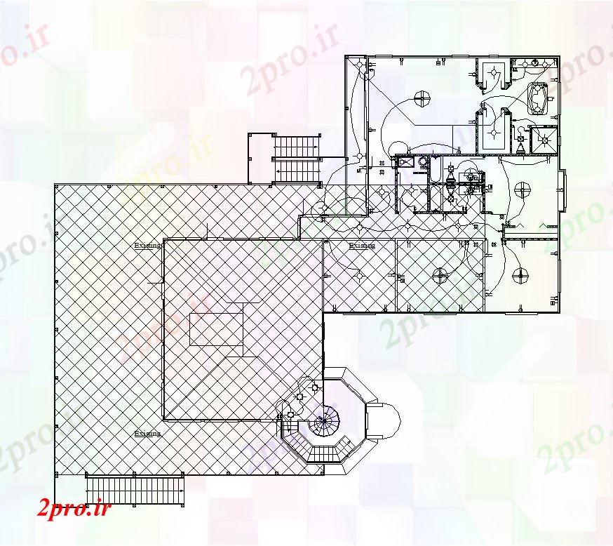 دانلود نقشه طراحی داخلی ساختمان یک طراحی  دو بعدی  برق (کد46421)