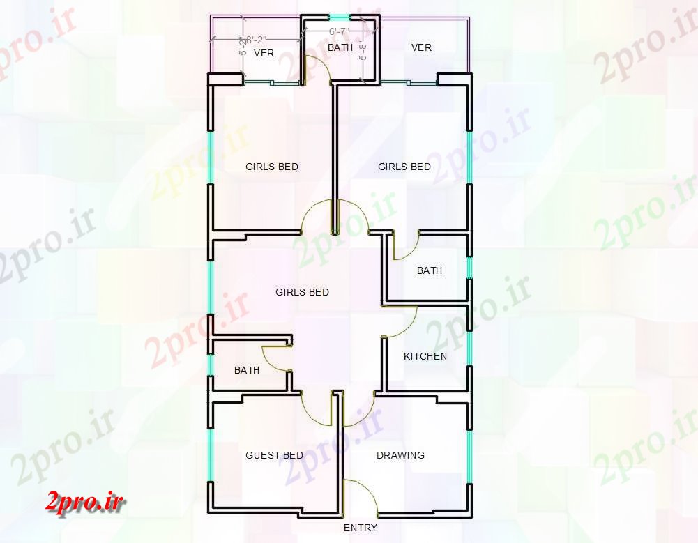 دانلود نقشه مسکونی  ، ویلایی ، آپارتمان  طرحی House   (کد46497)