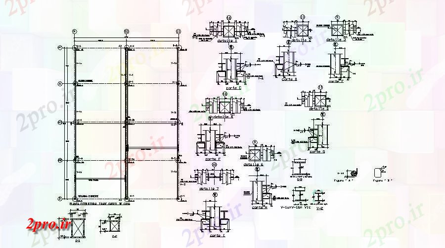 دانلود نقشه جزئیات ساختار طرحی بنیاد و ساختار ستون سازنده جزئیات (کد46525)