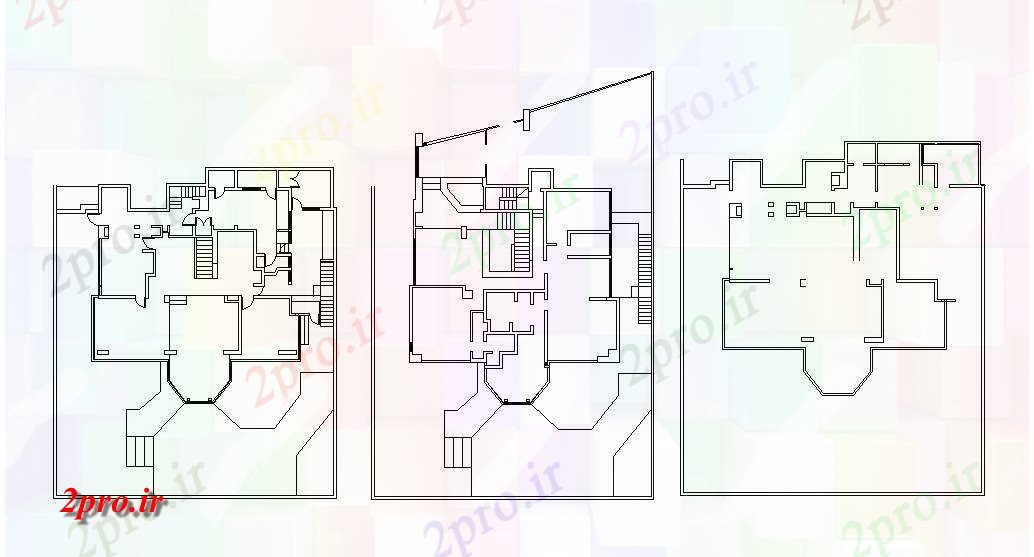 دانلود نقشه مسکونی  ، ویلایی ، آپارتمان  جزئیات طرحی فریم از سه طبقه از خانه (کد46529)