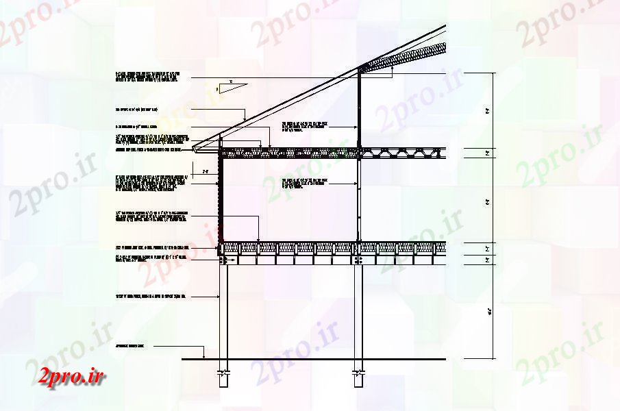 دانلود نقشه پلان مقطعی سمت چپ جزئیات بخش سازنده از خانه (کد46544)