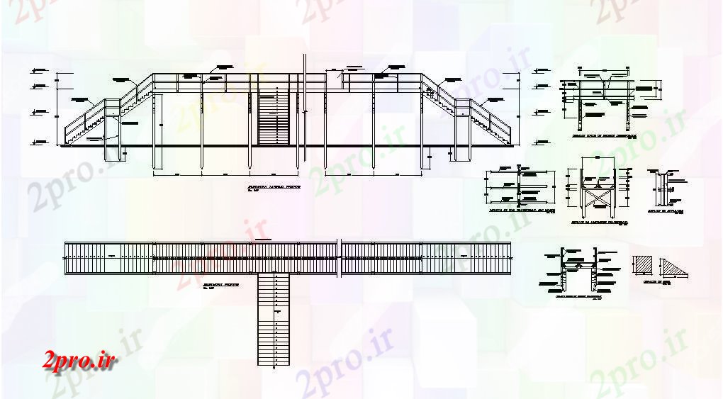 دانلود نقشه جزئیات ساختار راه پله از مدرسه ساختمان نما، بخش و طرحی و ساختار جزئیات (کد46563)